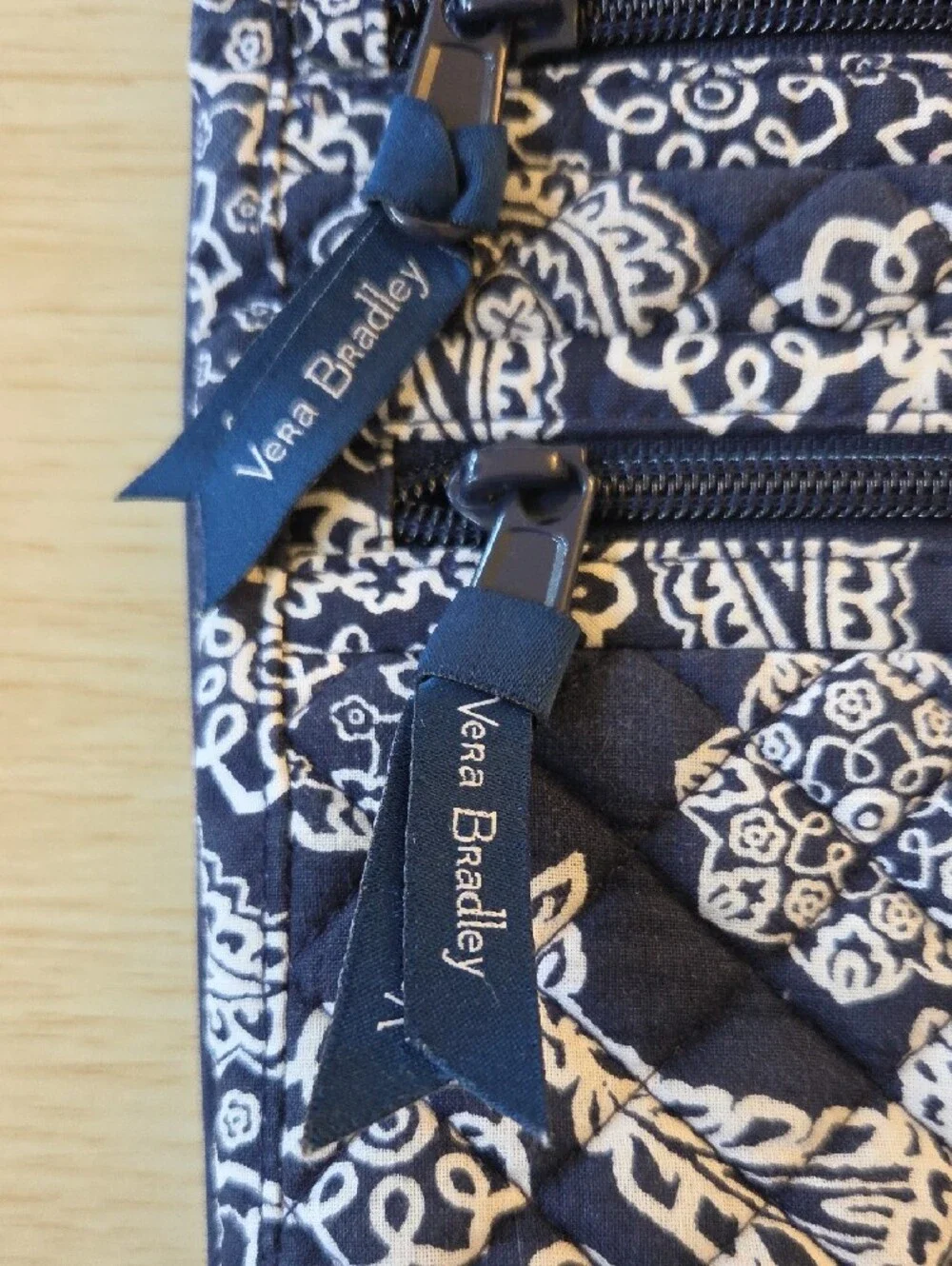 Vera Bradley Navy and White Paisley Quilted Crossbody